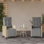 Scaun de grădină rabatabil cu suport picioare,2 buc., poliratan GartenMobel Dekor
