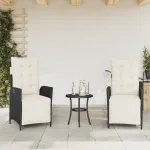 Scaun de grădină rabatabil cu suport picioare,2 buc., poliratan GartenMobel Dekor