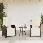 Scaun de grădină rabatabil cu suport picioare,2 buc., poliratan GartenMobel Dekor