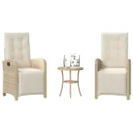 Set bistro cu perne, 3 piese, bej, poliratan GartenMobel Dekor