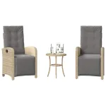 Set bistro cu perne, 3 piese, bej combinat, poliratan GartenMobel Dekor