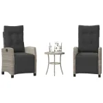 Set bistro cu perne, 3 piese, gri deschis, poliratan GartenMobel Dekor