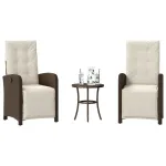 Set bistro cu perne, 3 piese, maro, poliratan GartenMobel Dekor