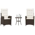 Set bistro cu perne, 3 piese, maro, poliratan GartenMobel Dekor