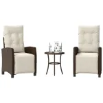 Set bistro cu perne, 3 piese, maro, poliratan GartenMobel Dekor
