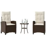 Set bistro cu perne, 3 piese, maro, poliratan GartenMobel Dekor