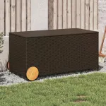 Ladă depozitare de grădină cu roți, maro, 190 L, poliratan GartenMobel Dekor