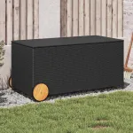 Ladă depozitare de grădină cu roți, negru, 190 L, poliratan GartenMobel Dekor