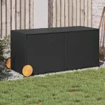 Ladă depozitare de grădină cu roți, negru, 283 L, poliratan GartenMobel Dekor