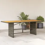 Masă de grădină, blat lemn acacia, gri, 190x80x74 cm, poliratan GartenMobel Dekor