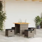 Set mobilier de grădină cu perne, 5 piese, gri, poliratan GartenMobel Dekor