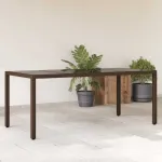 Masă de grădină cu blat din sticlă maro 190x90x75 cm poliratan GartenMobel Dekor