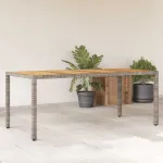 Masă grădină, blat din lemn acacia gri 190x90x75 cm poliratan GartenMobel Dekor