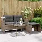 Set canapea de grădină cu perne, 3 piese, gri, poliratan GartenMobel Dekor