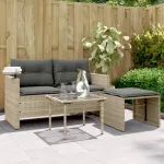 Set canapele de grădină cu perne, 3 piese gri deschis poliratan GartenMobel Dekor