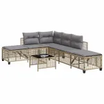 Set mobilier colțar de grădină cu perne 3 piese bej poliratan GartenMobel Dekor