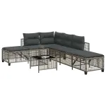 Set mobilier colțar de grădină cu perne 3 piese gri poliratan GartenMobel Dekor