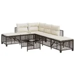 Set mobilier colțar de grădină cu perne 3 piese maro poliratan GartenMobel Dekor