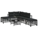 Set mobilier colțar de grădină cu perne 3 piese negru poliratan GartenMobel Dekor