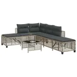 Set mobilier colțar grădină perne 3 piese gri deschis poliratan GartenMobel Dekor