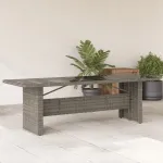 Masă de grădină, blat din sticlă, gri, 240x90x75 cm, poliratan GartenMobel Dekor