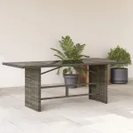 Masă de grădină cu blat din sticlă gri, 190x80x75 cm, poliratan GartenMobel Dekor