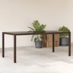 Masă de grădină cu blat din sticlă maro 190x90x75 cm poliratan GartenMobel Dekor