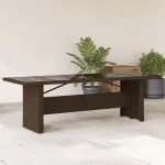 Masă de grădină cu blat din sticlă maro 240x90x75 cm poliratan GartenMobel Dekor
