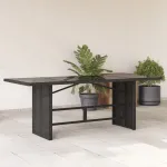 Masă grădină cu blat din sticlă, negru, 190x80x75 cm, poliratan GartenMobel Dekor