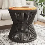 Măsuță cafea bază din sârmă negru Ø 45x44 cm, lemn masiv acacia GartenMobel Dekor