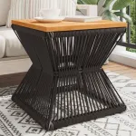 Măsuță cafea bază din sârmă negru 38x38x38 cm lemn masiv acacia GartenMobel Dekor