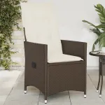 Scaun de grădină rabatabil cu perne, maro, poliratan GartenMobel Dekor