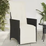 Scaun de grădină rabatabil cu perne, negru, poliratan GartenMobel Dekor