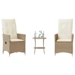 Set bistro cu perne, 3 piese, bej, poliratan GartenMobel Dekor