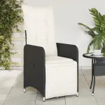 Scaun de grădină rabatabil cu perne, negru, poliratan GartenMobel Dekor