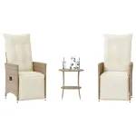 Set bistro cu perne, 3 piese, bej, poliratan GartenMobel Dekor