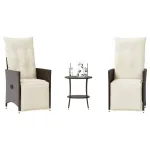 Set bistro cu perne, 3 piese, maro, poliratan GartenMobel Dekor