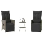 Set bistro de grădină cu perne, 3 piese, gri, poliratan GartenMobel Dekor