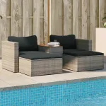 Set canapea de grădină cu perne, 5 piese, poliratan/lemn acacia GartenMobel Dekor