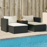 Set mobilier de grădină cu perne, 5 piese,poliratan/lemn acacia GartenMobel Dekor