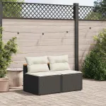 Canapea de grădină fără cotiere cu perne 2 buc. negru poliratan GartenMobel Dekor