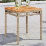 Masă de grădină, bej, 38x38x42 cm, poliratan și lemn acacia GartenMobel Dekor
