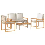 Set mobilier de grădină, 4 piese, cu perne, mix bej, poliratan GartenMobel Dekor