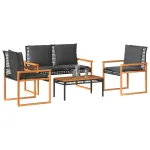 Set mobilier relaxare grădină 4 piese cu perne poliratan negru GartenMobel Dekor