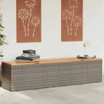 Ladă depozitare grădină gri 220x50x54 cm poliratan lemn acacia GartenMobel Dekor