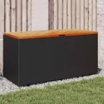 Ladă depozitare grădină negru 110x50x54cm lemn acacia/poliratan GartenMobel Dekor