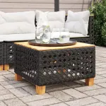 Masă de grădină, negru, 55x55x36 cm, poliratan și lemn acacia GartenMobel Dekor