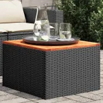 Masă de grădină neagră 55x55x37 cm, poliratan și lemn de salcâm GartenMobel Dekor