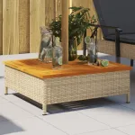 Mască suport umbrelă de soare, bej 70x70x25 cm poliratan/acacia GartenMobel Dekor
