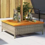 Mască suport umbrelă de soare, gri 70x70x25 cm poliratan/acacia GartenMobel Dekor